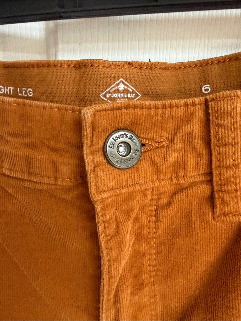 St. John's Bay Burnt Orange Straight Leg Corduroy Pants - Picture 4 of 6